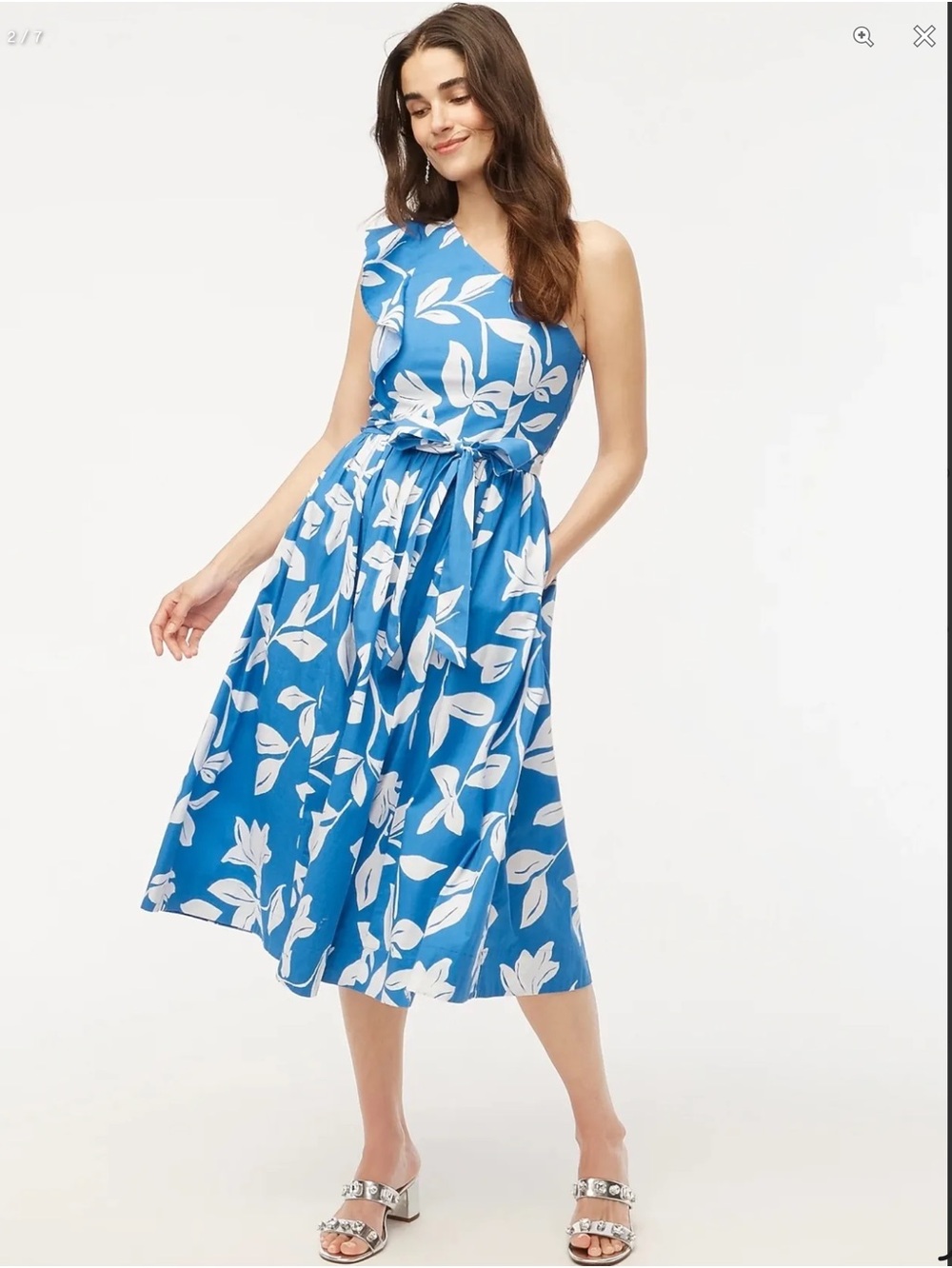 J. Crew One-Shoulder Midi Dress Santorini White Size 12
